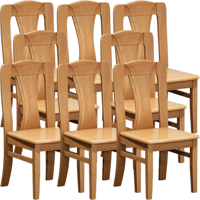 Contemporary Dining Room Rubberwood Slat Back Armless Dining Chair Natural 8 Piece Set Clearhalo 'Dining Chairs' 'Dining Tables & Seating' 'dining_chair' 'furn' 'furn_dining_chair' 'Furniture' 'Kitchen & Dining Furniture' 7686028