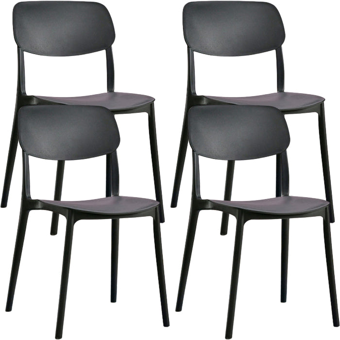 Contemporary Indoor Plastic Open Back Stacking Dining Side Chair Black 4 Piece Set Clearhalo 'Dining Chairs' 'Dining Tables & Seating' 'dining_chair' 'furn' 'furn_dining_chair' 'Furniture' 'Kitchen & Dining Furniture' 7686064