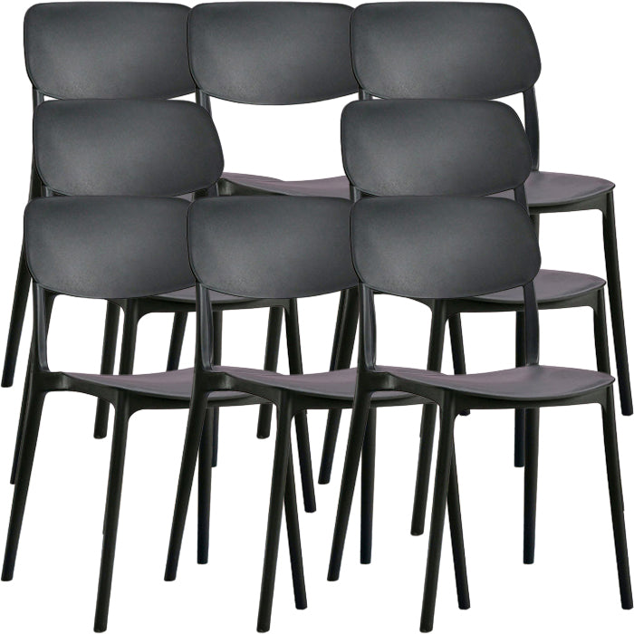 Contemporary Indoor Plastic Open Back Stacking Dining Side Chair Black 8 Piece Set Clearhalo 'Dining Chairs' 'Dining Tables & Seating' 'dining_chair' 'furn' 'furn_dining_chair' 'Furniture' 'Kitchen & Dining Furniture' 7686065
