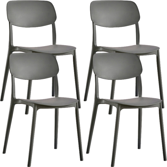 Contemporary Indoor Plastic Open Back Stacking Dining Side Chair Grey 4 Piece Set Clearhalo 'Dining Chairs' 'Dining Tables & Seating' 'dining_chair' 'furn' 'furn_dining_chair' 'Furniture' 'Kitchen & Dining Furniture' 7686067