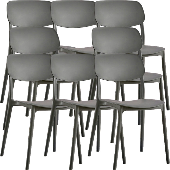 Contemporary Indoor Plastic Open Back Stacking Dining Side Chair Grey 8 Piece Set Clearhalo 'Dining Chairs' 'Dining Tables & Seating' 'dining_chair' 'furn' 'furn_dining_chair' 'Furniture' 'Kitchen & Dining Furniture' 7686070