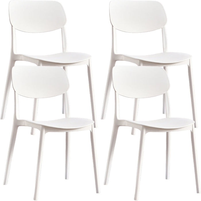 Contemporary Indoor Plastic Open Back Stacking Dining Side Chair White 4 Piece Set Clearhalo 'Dining Chairs' 'Dining Tables & Seating' 'dining_chair' 'furn' 'furn_dining_chair' 'Furniture' 'Kitchen & Dining Furniture' 7686071
