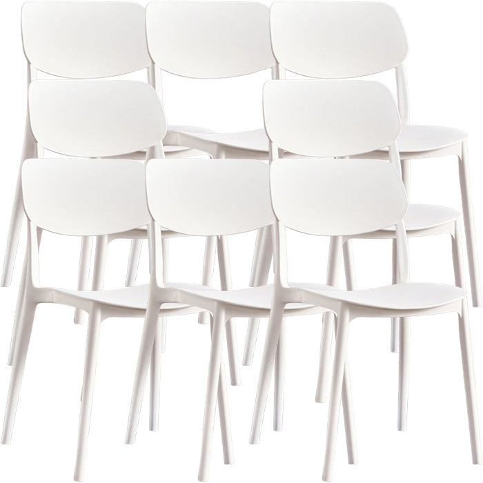 Contemporary Indoor Plastic Open Back Stacking Dining Side Chair White 8 Piece Set Clearhalo 'Dining Chairs' 'Dining Tables & Seating' 'dining_chair' 'furn' 'furn_dining_chair' 'Furniture' 'Kitchen & Dining Furniture' 7686073