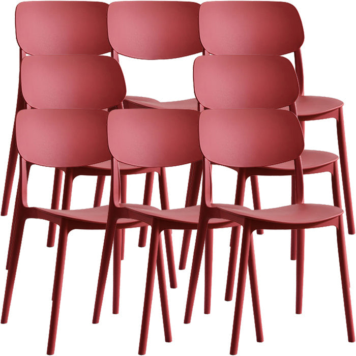 Contemporary Indoor Plastic Open Back Stacking Dining Side Chair Red 8 Piece Set Clearhalo 'Dining Chairs' 'Dining Tables & Seating' 'dining_chair' 'furn' 'furn_dining_chair' 'Furniture' 'Kitchen & Dining Furniture' 7686078