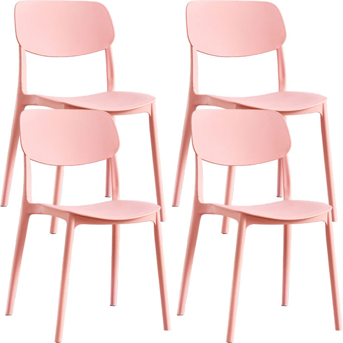 Contemporary Indoor Plastic Open Back Stacking Dining Side Chair Pink 4 Piece Set Clearhalo 'Dining Chairs' 'Dining Tables & Seating' 'dining_chair' 'furn' 'furn_dining_chair' 'Furniture' 'Kitchen & Dining Furniture' 7686079