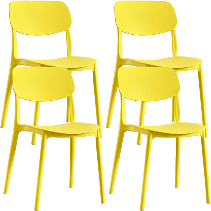 Contemporary Indoor Plastic Open Back Stacking Dining Side Chair Yellow 4 Piece Set Clearhalo 'Dining Chairs' 'Dining Tables & Seating' 'dining_chair' 'furn' 'furn_dining_chair' 'Furniture' 'Kitchen & Dining Furniture' 7686083
