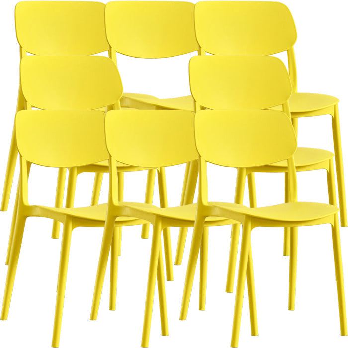 Contemporary Indoor Plastic Open Back Stacking Dining Side Chair Yellow 8 Piece Set Clearhalo 'Dining Chairs' 'Dining Tables & Seating' 'dining_chair' 'furn' 'furn_dining_chair' 'Furniture' 'Kitchen & Dining Furniture' 7686084