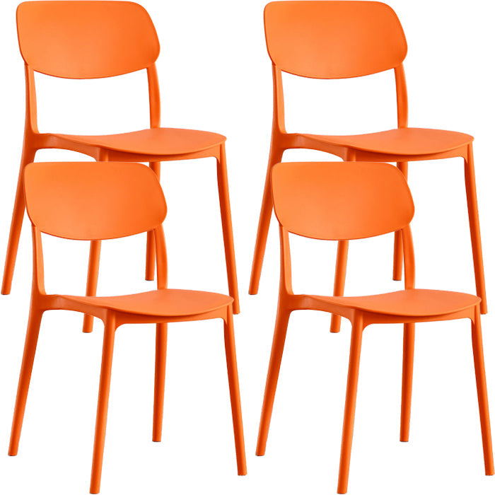 Contemporary Indoor Plastic Open Back Stacking Dining Side Chair Orange 4 Piece Set Clearhalo 'Dining Chairs' 'Dining Tables & Seating' 'dining_chair' 'furn' 'furn_dining_chair' 'Furniture' 'Kitchen & Dining Furniture' 7686085