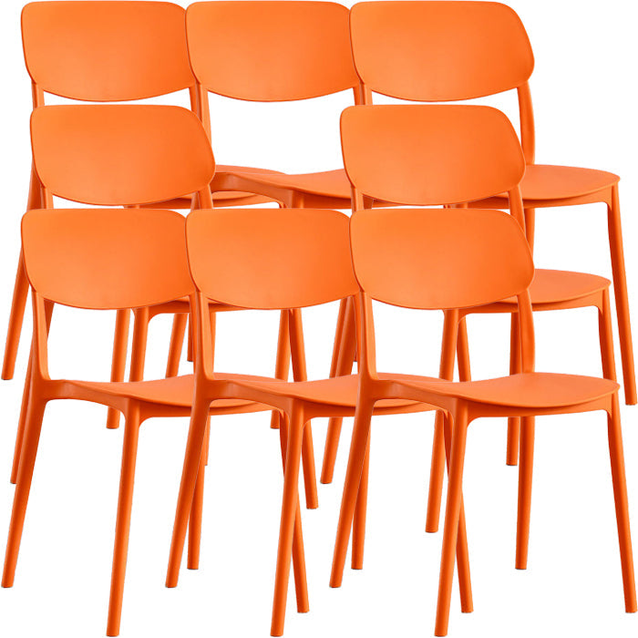 Contemporary Indoor Plastic Open Back Stacking Dining Side Chair Orange 8 Piece Set Clearhalo 'Dining Chairs' 'Dining Tables & Seating' 'dining_chair' 'furn' 'furn_dining_chair' 'Furniture' 'Kitchen & Dining Furniture' 7686086