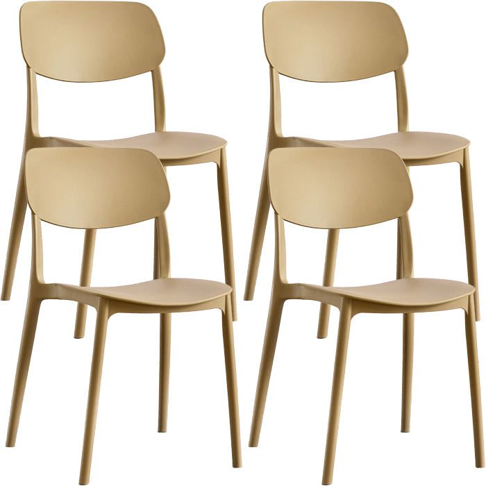 Contemporary Indoor Plastic Open Back Stacking Dining Side Chair Brown 4 Piece Set Clearhalo 'Dining Chairs' 'Dining Tables & Seating' 'dining_chair' 'furn' 'furn_dining_chair' 'Furniture' 'Kitchen & Dining Furniture' 7686087