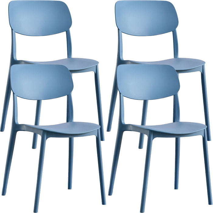 Contemporary Indoor Plastic Open Back Stacking Dining Side Chair Blue 4 Piece Set Clearhalo 'Dining Chairs' 'Dining Tables & Seating' 'dining_chair' 'furn' 'furn_dining_chair' 'Furniture' 'Kitchen & Dining Furniture' 7686089