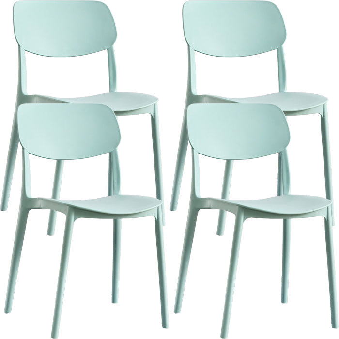 Contemporary Indoor Plastic Open Back Stacking Dining Side Chair Green 4 Piece Set Clearhalo 'Dining Chairs' 'Dining Tables & Seating' 'dining_chair' 'furn' 'furn_dining_chair' 'Furniture' 'Kitchen & Dining Furniture' 7686091