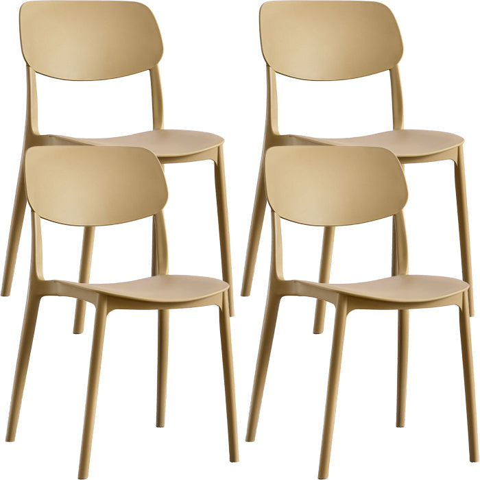 Contemporary Indoor Plastic Open Back Stacking Dining Side Chair Camel 4 Piece Set Clearhalo 'Dining Chairs' 'Dining Tables & Seating' 'dining_chair' 'furn' 'furn_dining_chair' 'Furniture' 'Kitchen & Dining Furniture' 7686093
