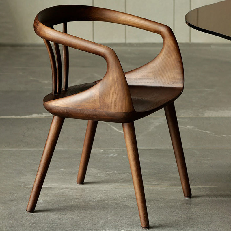 Zeitgenössischer Stil offener Rückenmaserholz -Essarmstuhl für Zuhause offen