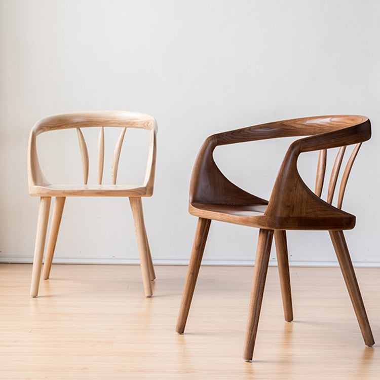 Zeitgenössischer Stil offener Rückenmaserholz -Essarmstuhl für Zuhause offen