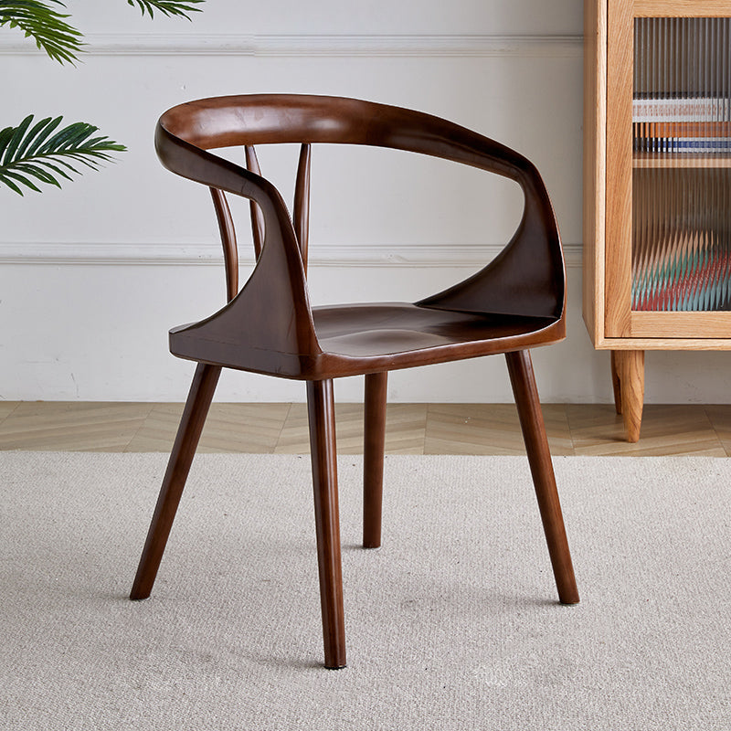 Zeitgenössischer Stil offener Rückenmaserholz -Essarmstuhl für Zuhause offen