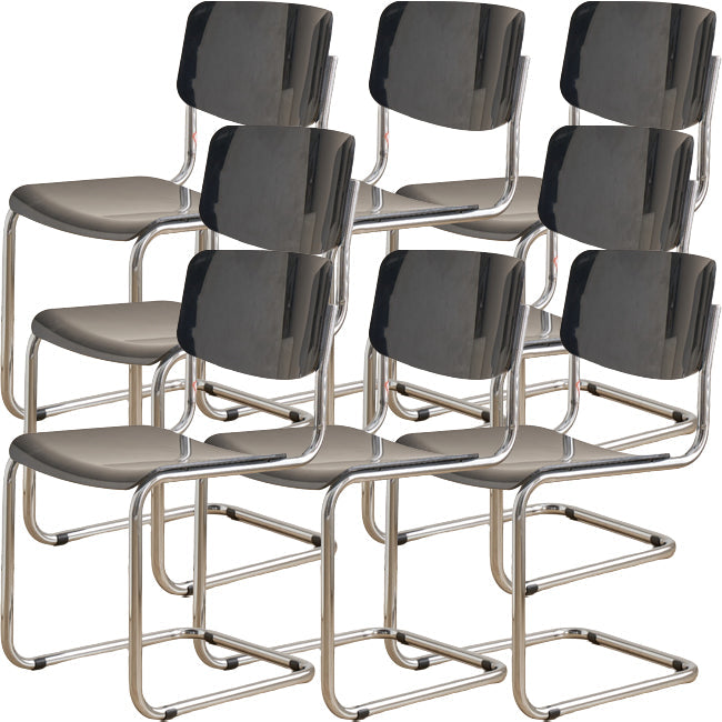 Zeitgenössischer Esszimmer Silber Bein offener armloser Esstuhl