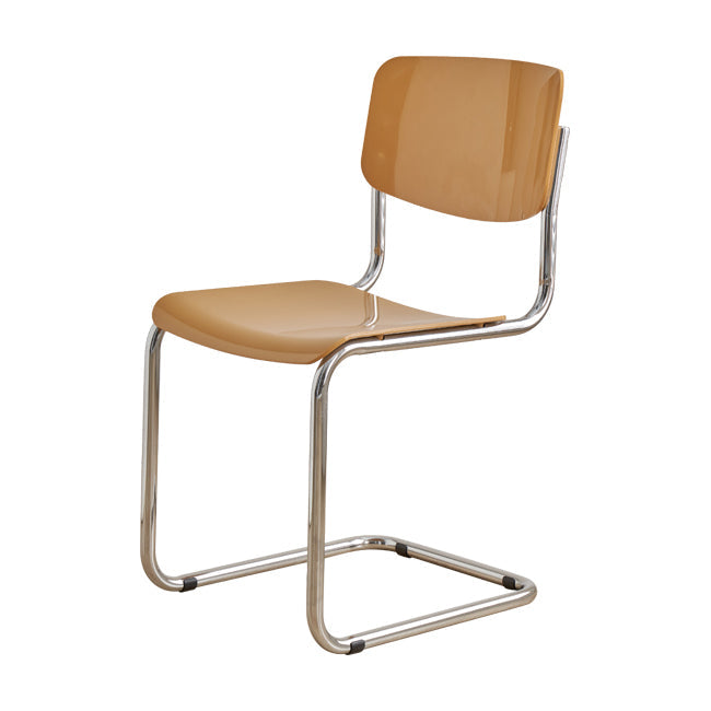 Zeitgenössischer Esszimmer Silber Bein offener armloser Esstuhl