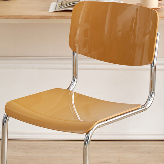 Zeitgenössischer Esszimmer Silber Bein offener armloser Esstuhl