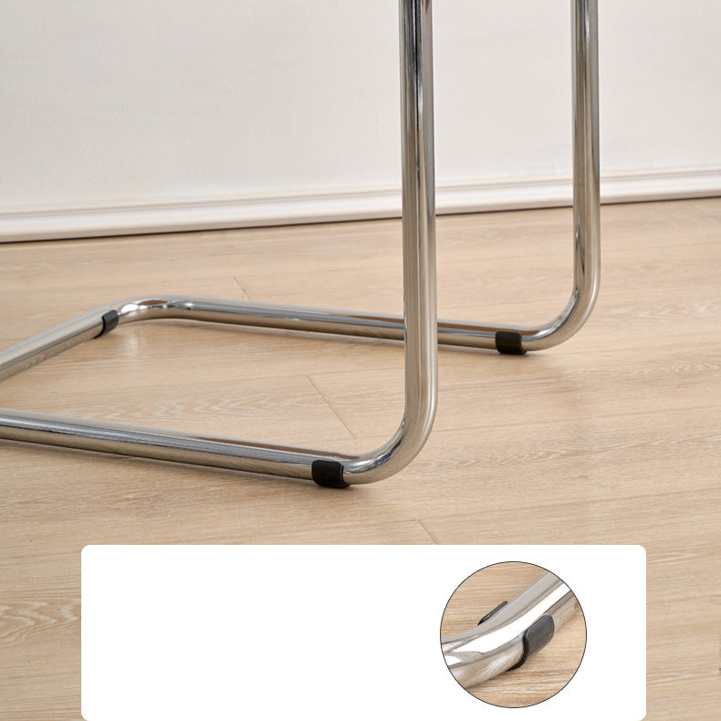 Zeitgenössischer Esszimmer Silber Bein offener armloser Esstuhl