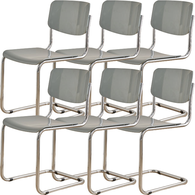 Zeitgenössischer Esszimmer Silber Bein offener armloser Esstuhl