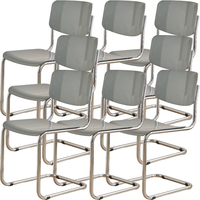 Zeitgenössischer Esszimmer Silber Bein offener armloser Esstuhl