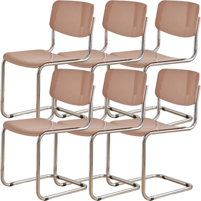 Zeitgenössischer Esszimmer Silber Bein offener armloser Esstuhl