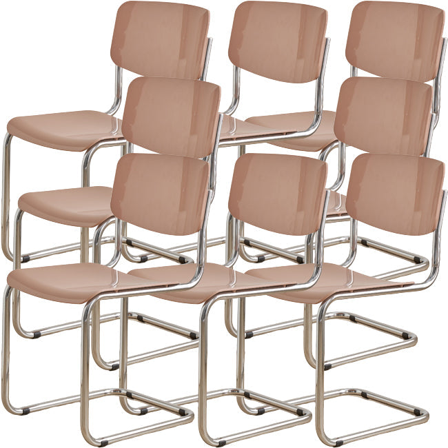 Zeitgenössischer Esszimmer Silber Bein offener armloser Esstuhl