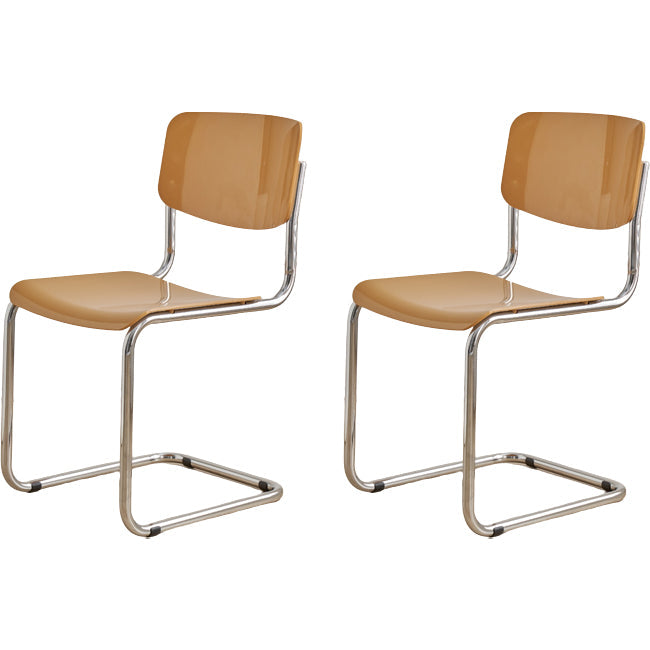 Zeitgenössischer Esszimmer Silber Bein offener armloser Esstuhl