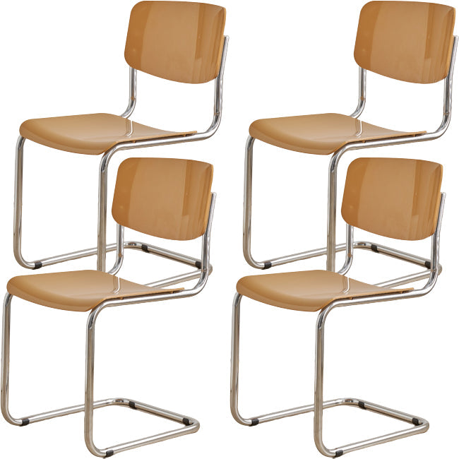 Zeitgenössischer Esszimmer Silber Bein offener armloser Esstuhl