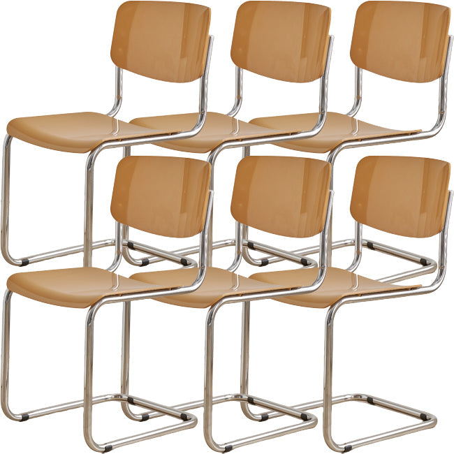 Zeitgenössischer Esszimmer Silber Bein offener armloser Esstuhl