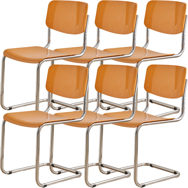 Zeitgenössischer Esszimmer Silber Bein offener armloser Esstuhl