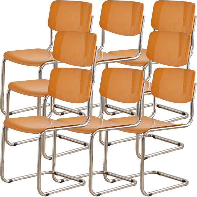 Zeitgenössischer Esszimmer Silber Bein offener armloser Esstuhl