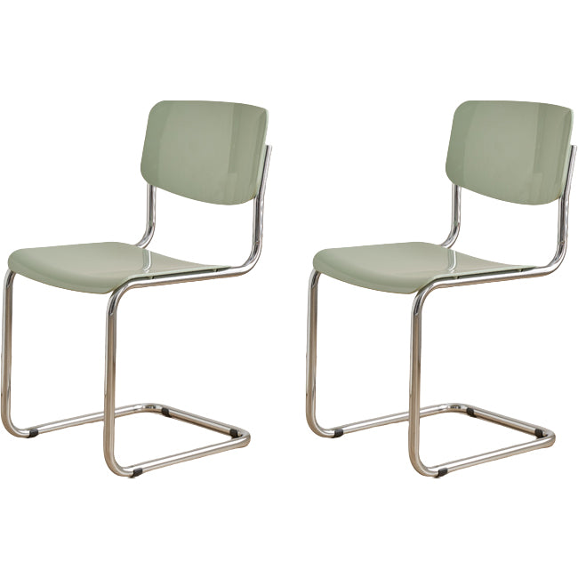 Zeitgenössischer Esszimmer Silber Bein offener armloser Esstuhl