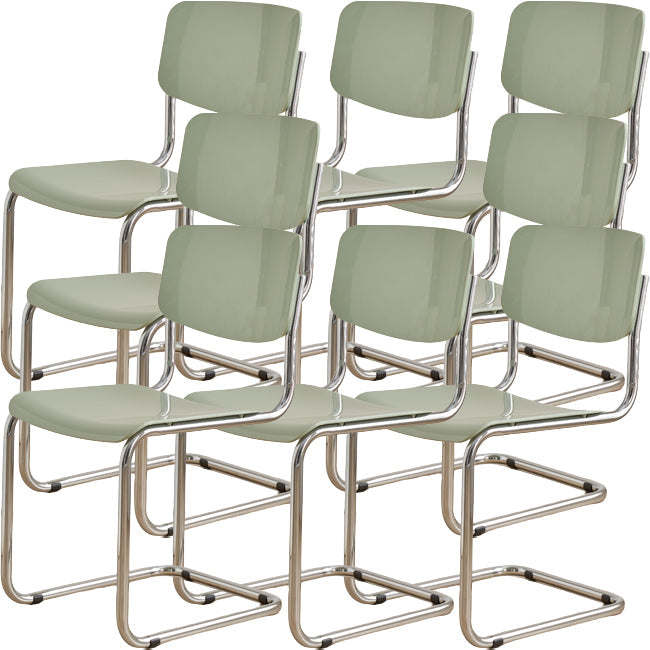 Zeitgenössischer Esszimmer Silber Bein offener armloser Esstuhl