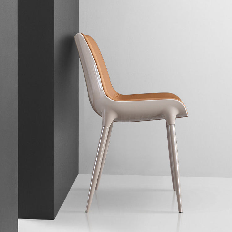 Contemporary Indoor Faux Leather Armless Upholstered Parsons Dining Chair Clearhalo 'Dining Chairs' 'Dining Tables & Seating' 'dining_chair' 'furn' 'furn_dining_chair' 'Furniture' 'Kitchen & Dining Furniture' 7686305