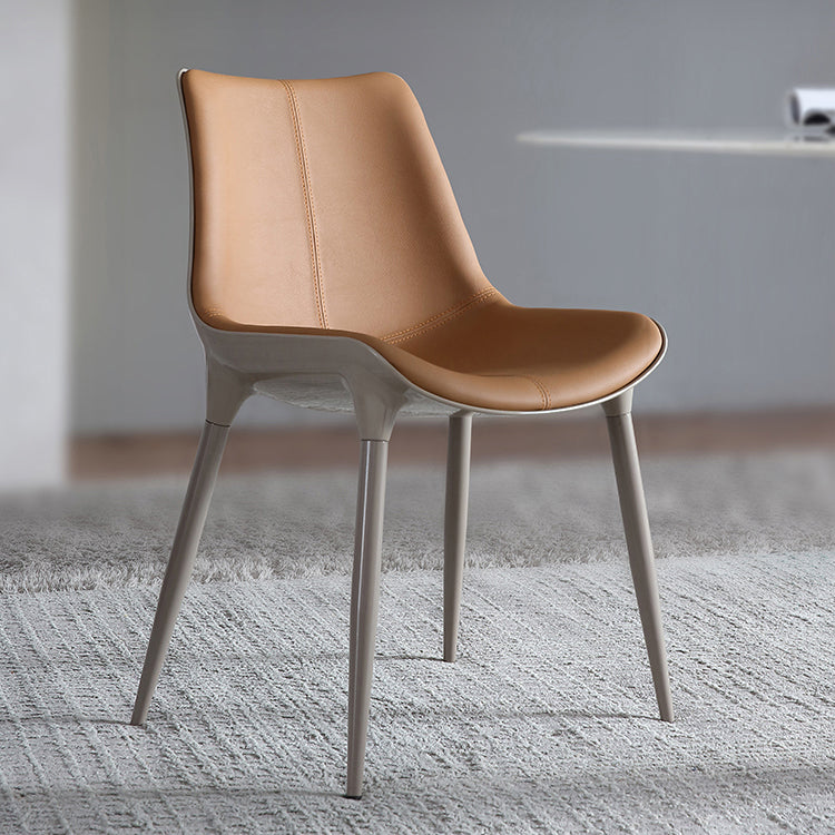 Contemporary Indoor Faux Leather Armless Upholstered Parsons Dining Chair Clearhalo 'Dining Chairs' 'Dining Tables & Seating' 'dining_chair' 'furn' 'furn_dining_chair' 'Furniture' 'Kitchen & Dining Furniture' 7686308