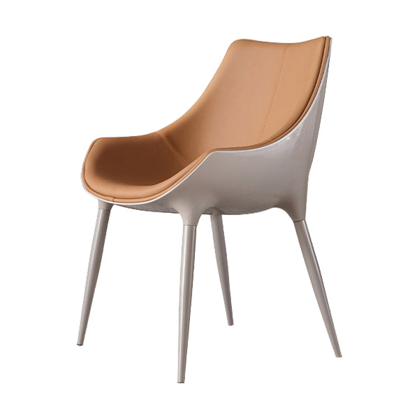 Contemporary Indoor Faux Leather Armless Upholstered Parsons Dining Chair With Arms 1 Piece Beige Clearhalo 'Dining Chairs' 'Dining Tables & Seating' 'dining_chair' 'furn' 'furn_dining_chair' 'Furniture' 'Kitchen & Dining Furniture' 7686313