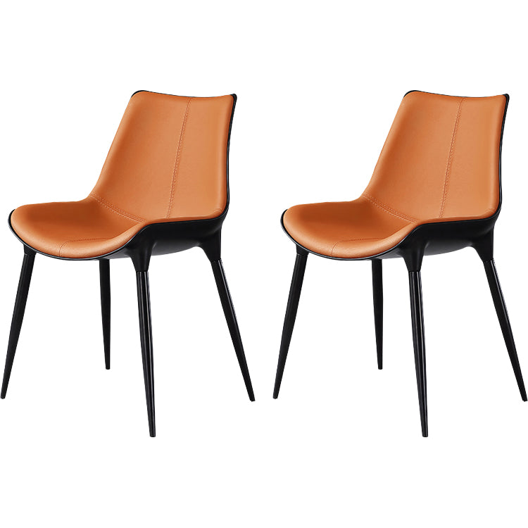 Contemporary Indoor Faux Leather Armless Upholstered Parsons Dining Chair Armless 2 Piece Set Black Clearhalo 'Dining Chairs' 'Dining Tables & Seating' 'dining_chair' 'furn' 'furn_dining_chair' 'Furniture' 'Kitchen & Dining Furniture' 7686323