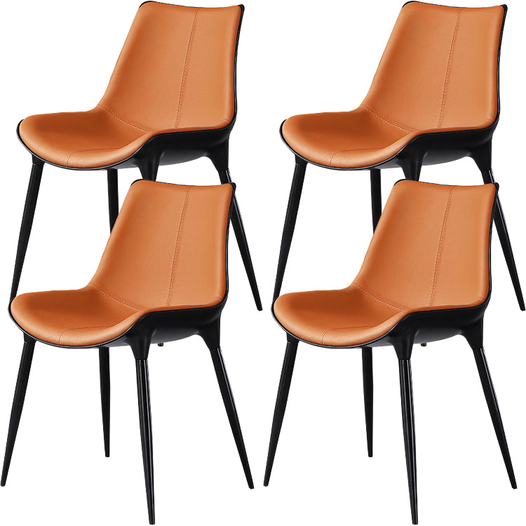 Contemporary Indoor Faux Leather Armless Upholstered Parsons Dining Chair Armless 4 Piece Set Black Clearhalo 'Dining Chairs' 'Dining Tables & Seating' 'dining_chair' 'furn' 'furn_dining_chair' 'Furniture' 'Kitchen & Dining Furniture' 7686324