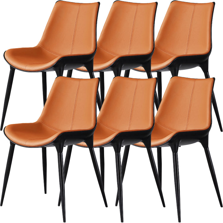 Contemporary Indoor Faux Leather Armless Upholstered Parsons Dining Chair Armless 6 Piece Set Black Clearhalo 'Dining Chairs' 'Dining Tables & Seating' 'dining_chair' 'furn' 'furn_dining_chair' 'Furniture' 'Kitchen & Dining Furniture' 7686325