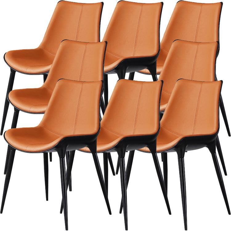 Contemporary Indoor Faux Leather Armless Upholstered Parsons Dining Chair Armless 8 Piece Set Black Clearhalo 'Dining Chairs' 'Dining Tables & Seating' 'dining_chair' 'furn' 'furn_dining_chair' 'Furniture' 'Kitchen & Dining Furniture' 7686326