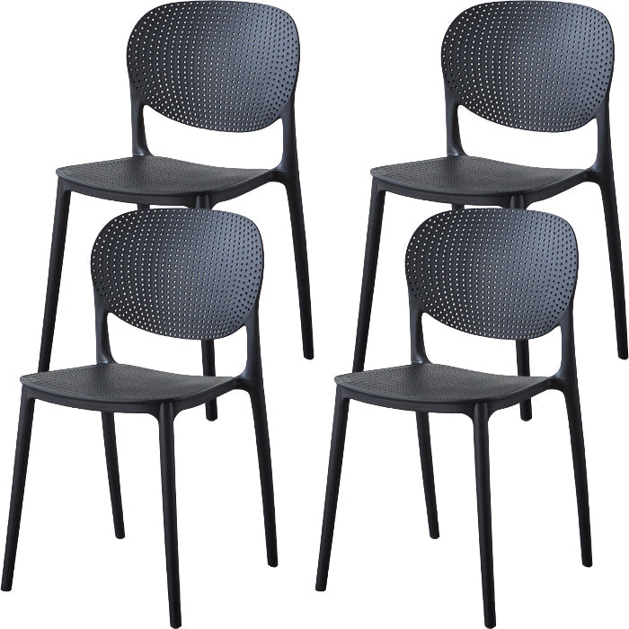 Contemporary Style Open Back Plastic Home Use Dining Side Chair Black 4 Piece Set Clearhalo 'Dining Chairs' 'Dining Tables & Seating' 'dining_chair' 'furn' 'furn_dining_chair' 'Furniture' 'Kitchen & Dining Furniture' 7686376