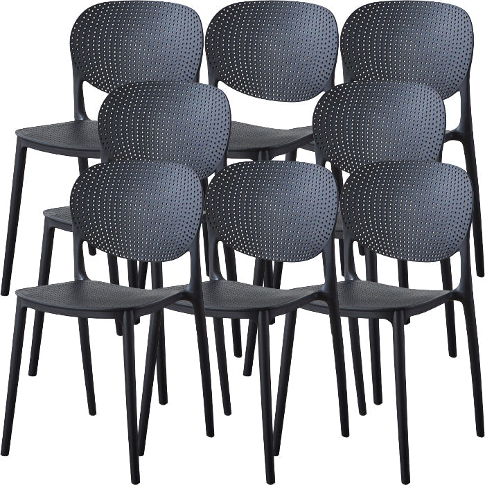 Contemporary Style Open Back Plastic Home Use Dining Side Chair Black 8 Piece Set Clearhalo 'Dining Chairs' 'Dining Tables & Seating' 'dining_chair' 'furn' 'furn_dining_chair' 'Furniture' 'Kitchen & Dining Furniture' 7686378