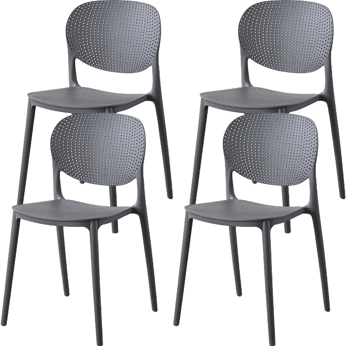 Contemporary Style Open Back Plastic Home Use Dining Side Chair Grey 4 Piece Set Clearhalo 'Dining Chairs' 'Dining Tables & Seating' 'dining_chair' 'furn' 'furn_dining_chair' 'Furniture' 'Kitchen & Dining Furniture' 7686380