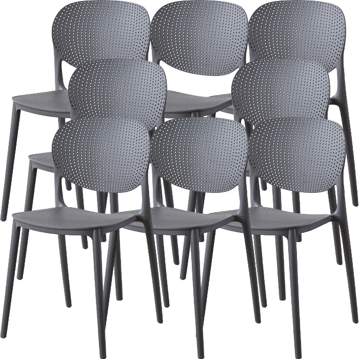 Contemporary Style Open Back Plastic Home Use Dining Side Chair Grey 8 Piece Set Clearhalo 'Dining Chairs' 'Dining Tables & Seating' 'dining_chair' 'furn' 'furn_dining_chair' 'Furniture' 'Kitchen & Dining Furniture' 7686382