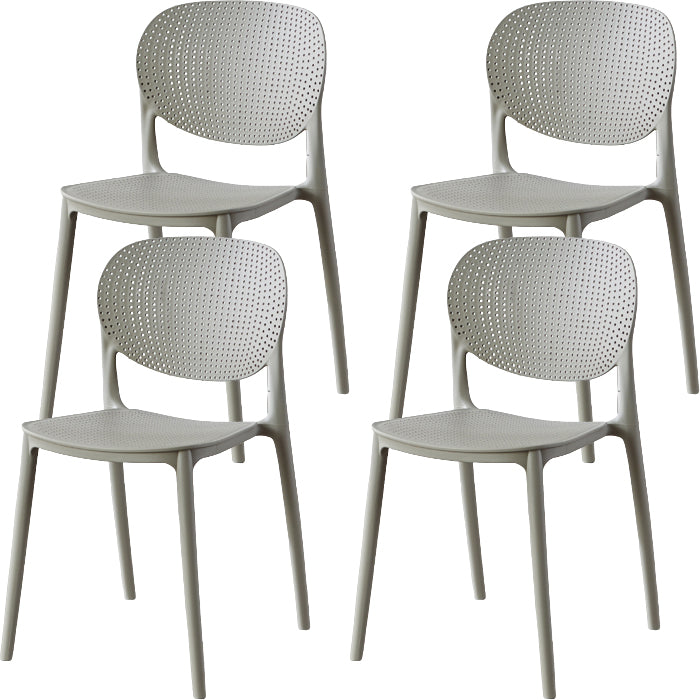 Contemporary Style Open Back Plastic Home Use Dining Side Chair Light Gray 4 Piece Set Clearhalo 'Dining Chairs' 'Dining Tables & Seating' 'dining_chair' 'furn' 'furn_dining_chair' 'Furniture' 'Kitchen & Dining Furniture' 7686384
