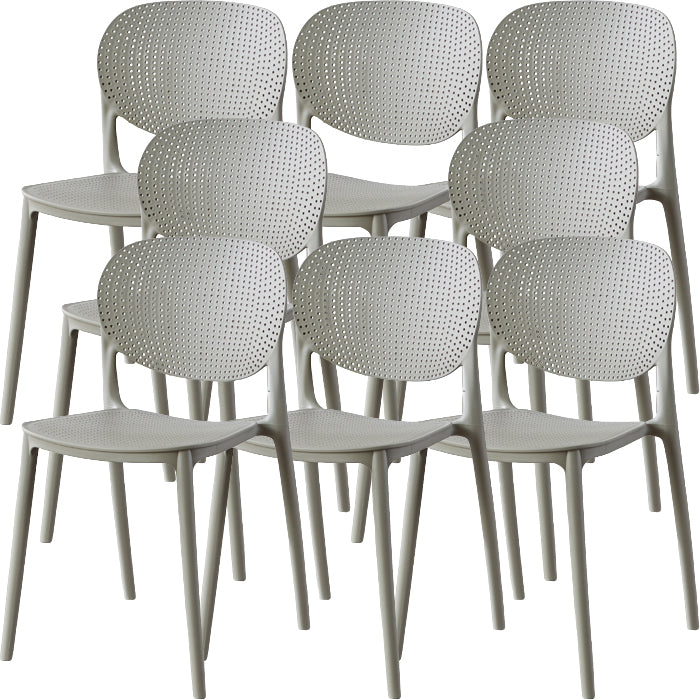 Contemporary Style Open Back Plastic Home Use Dining Side Chair Light Gray 8 Piece Set Clearhalo 'Dining Chairs' 'Dining Tables & Seating' 'dining_chair' 'furn' 'furn_dining_chair' 'Furniture' 'Kitchen & Dining Furniture' 7686386