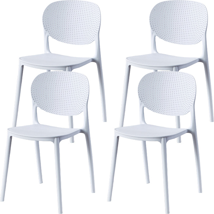 Contemporary Style Open Back Plastic Home Use Dining Side Chair White 4 Piece Set Clearhalo 'Dining Chairs' 'Dining Tables & Seating' 'dining_chair' 'furn' 'furn_dining_chair' 'Furniture' 'Kitchen & Dining Furniture' 7686388