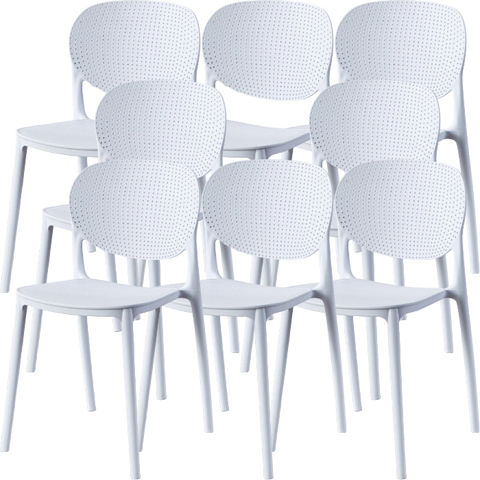 Contemporary Style Open Back Plastic Home Use Dining Side Chair White 8 Piece Set Clearhalo 'Dining Chairs' 'Dining Tables & Seating' 'dining_chair' 'furn' 'furn_dining_chair' 'Furniture' 'Kitchen & Dining Furniture' 7686390